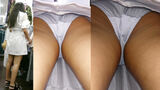 [upskirt2420 upside-down shooting] A beautiful young girl about C or K with erotic thighs who can be taken with white satin P