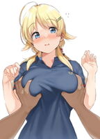 The moment when the man dances with anticipation and is excited! Touch your boobs over your clothes!